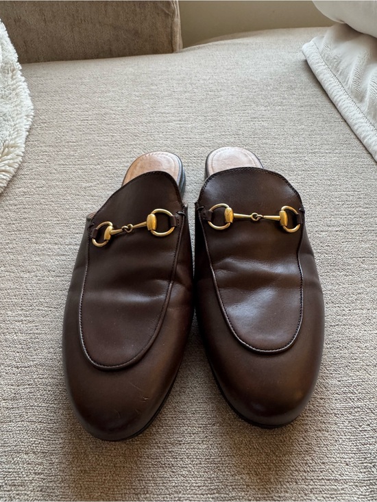 Gucci Shoes - Gucci Brown Leather Slip-On Loafers with Gold Horsebit Detail